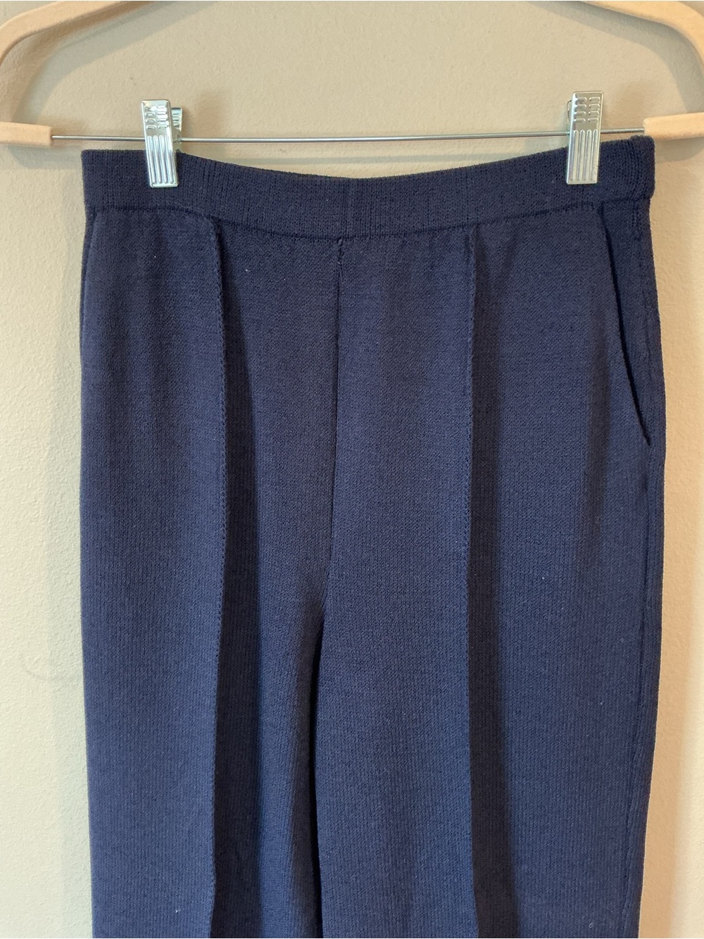 St John Collection Pants Size 4 Blue Knit Pull On Straight